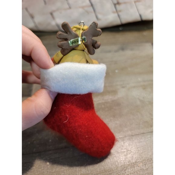 Reindeer moose stocking candy cane mistletoe ornament Xmas - Picture 4 of 4